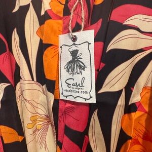 Easel Dress with Bold Orange and Red Floral Design